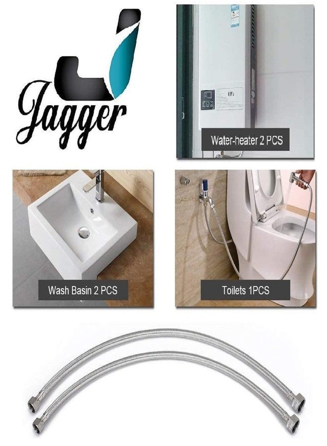 JAGGER أنبوب توصيل سلكي من الفولاذ المقاوم للصدأ JAGGER JBA239 SS-304 لسخان المياه/حوض الغسيل/خزان المرحاض، (مجموعة من قطعتين) (18 بوصة) - Image 4